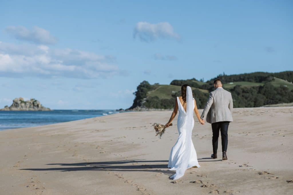 Bride and groom on the beach